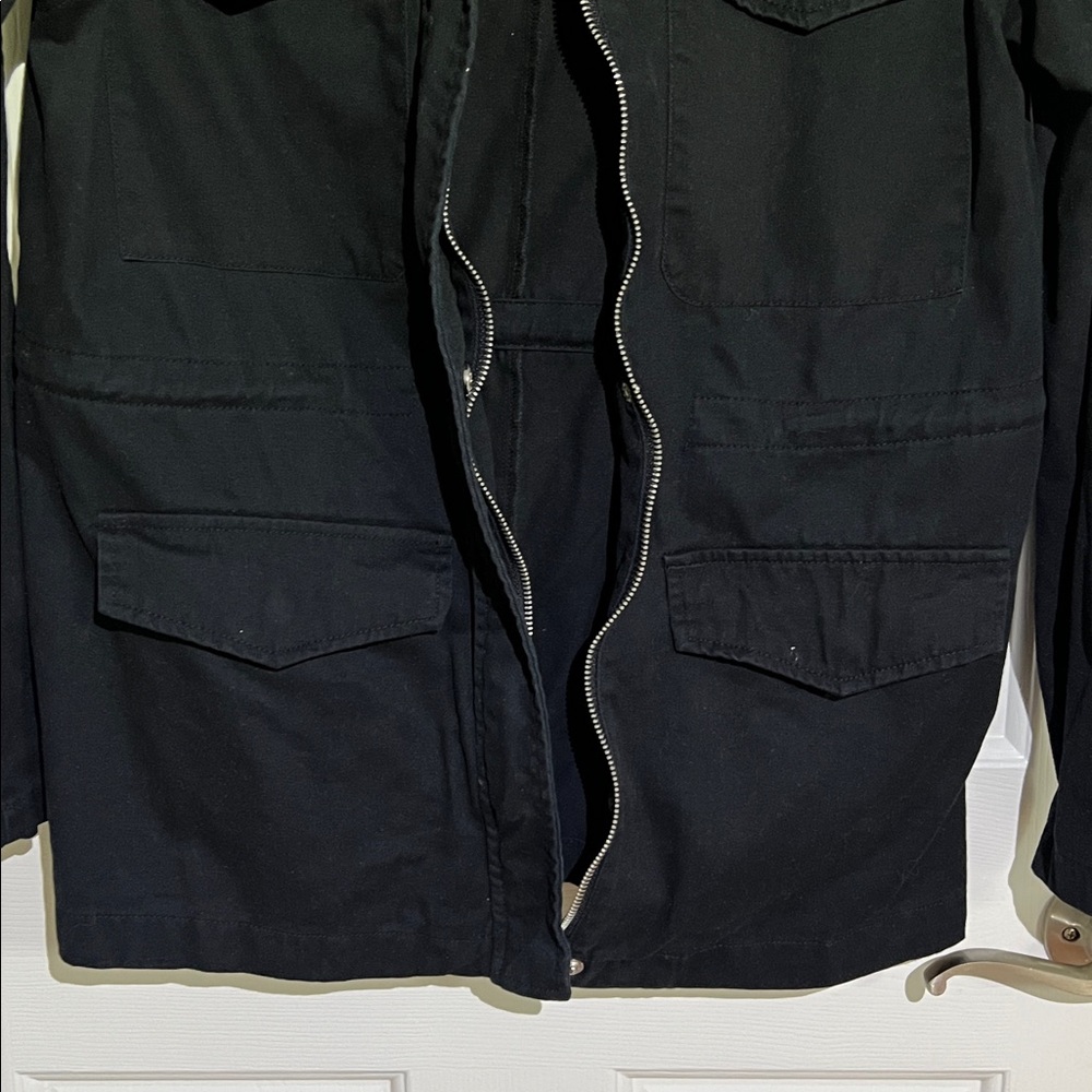 JustFab Black Cinched Waist Utility Jacket | Size Small | Military Style - Picture 4 of 8